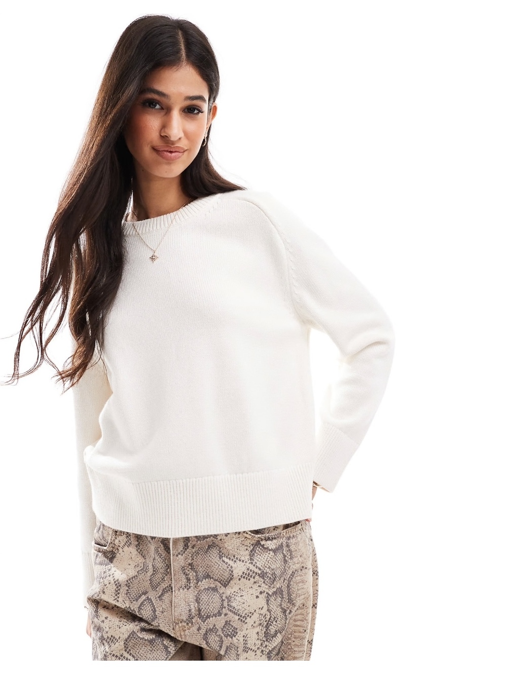 Abercrombie & Fitch Cream Cotton Blend Crewneck Sweater Women’s L Minimalist